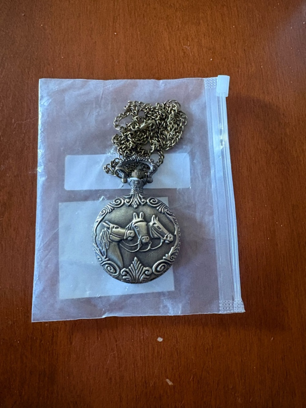 Antique-Style Bronze Horse Pocket Watch Necklace